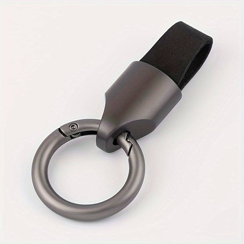 Genuine Leather Key Holder Zinc Alloy Car Keychain, Short Anti-Lost Key Ring in Casual Men's Style