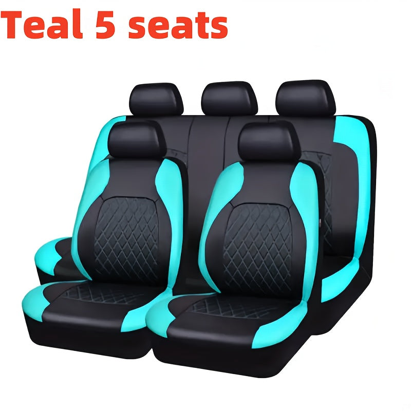 Upgrade your car seats with premium 5-seater comfort car seat covers featuring PU leather diamond pattern, suitable for airbags, breathable, with zipper design for a luxurious experience.