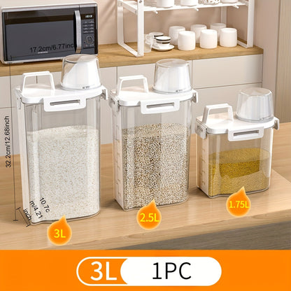 Leak-proof food storage container designed for storing grains, nuts, flour, and rice. This reusable square plastic organizer features a convenient flip lid, making it the perfect kitchen accessory for autumn.