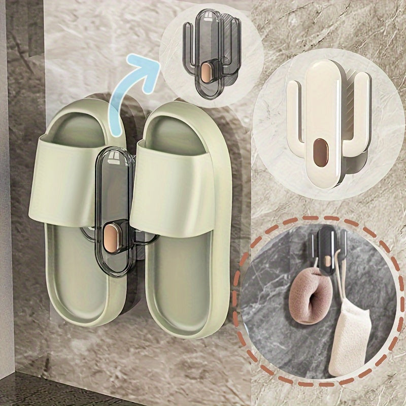 Wall-Mounted Towel & Slipper Drying Rack - Space-Saving Bathroom Organizer for Shoes and Towels, Easy Install, No Drilling Required