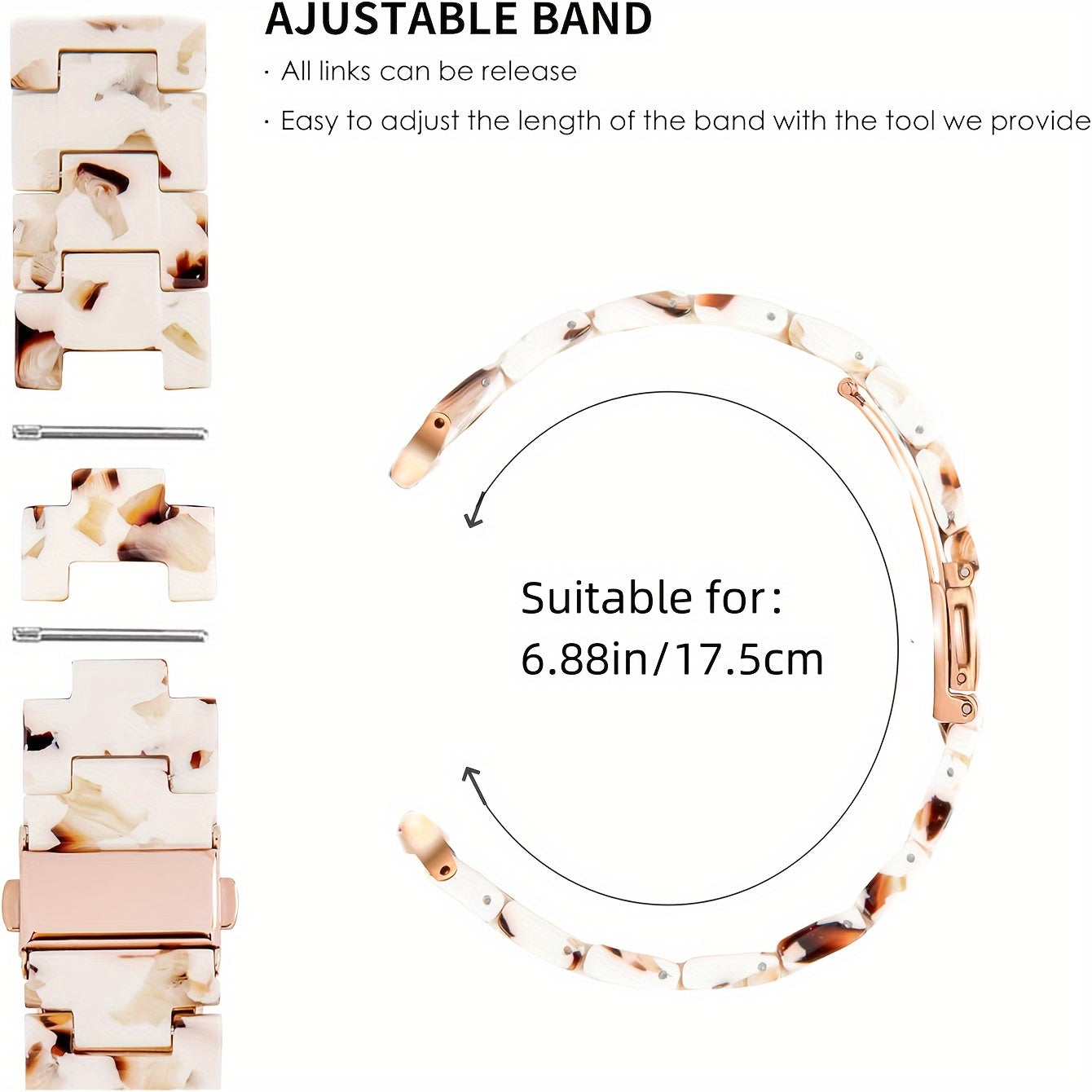 Chic Ivory White Resin Band for iWatch - Fits 38mm to 49mm Sizes, Compatible with Ultra & Series Models - Sleek, Comfortable Design with Butterfly Clasp, Lightweight and Gentle on Skin