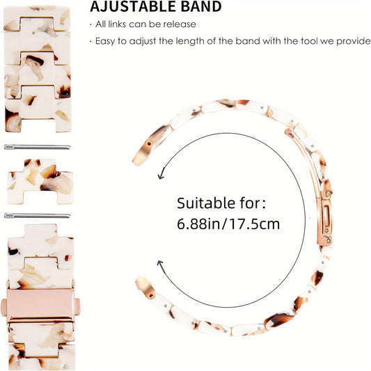 Chic Ivory White Resin Band for iWatch - Fits 38mm to 49mm Sizes, Compatible with Ultra & Series Models - Sleek, Comfortable Design with Butterfly Clasp, Lightweight and Gentle on Skin