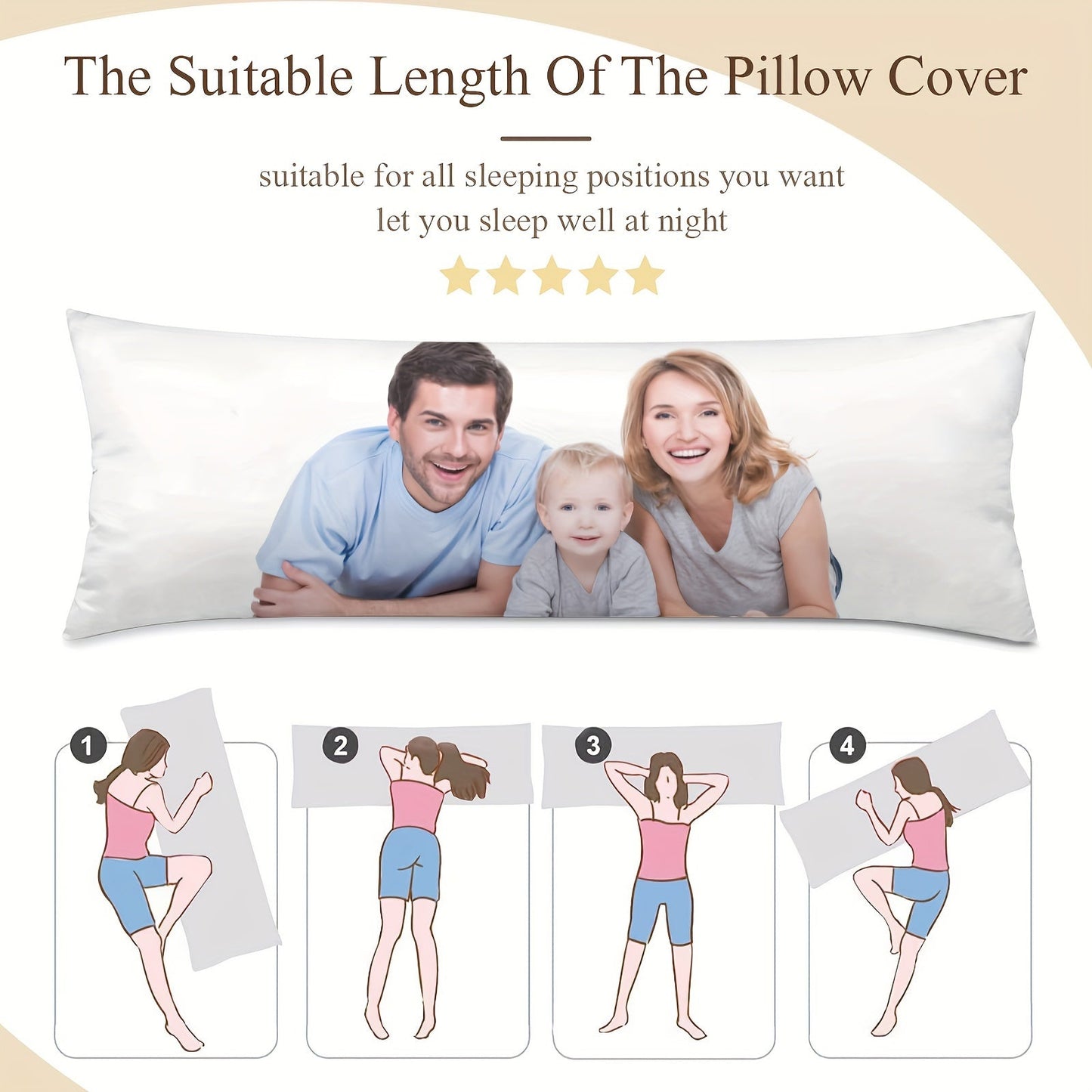 Personalized Photo Body Pillowcase, Custom Plush Cover, Ideal Gift for Loved Ones, Features Double-Sided Print, Made with Luxurious Short Plush Material, Designed to Fit 20x54 inch Insert, Recommended for Ages 14 and Up.