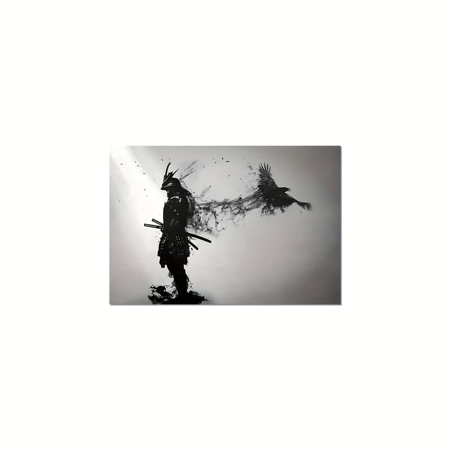 Black & White Samurai Canvas Art Print - Frameless Decor for Living Room, Bedroom, Anime Room