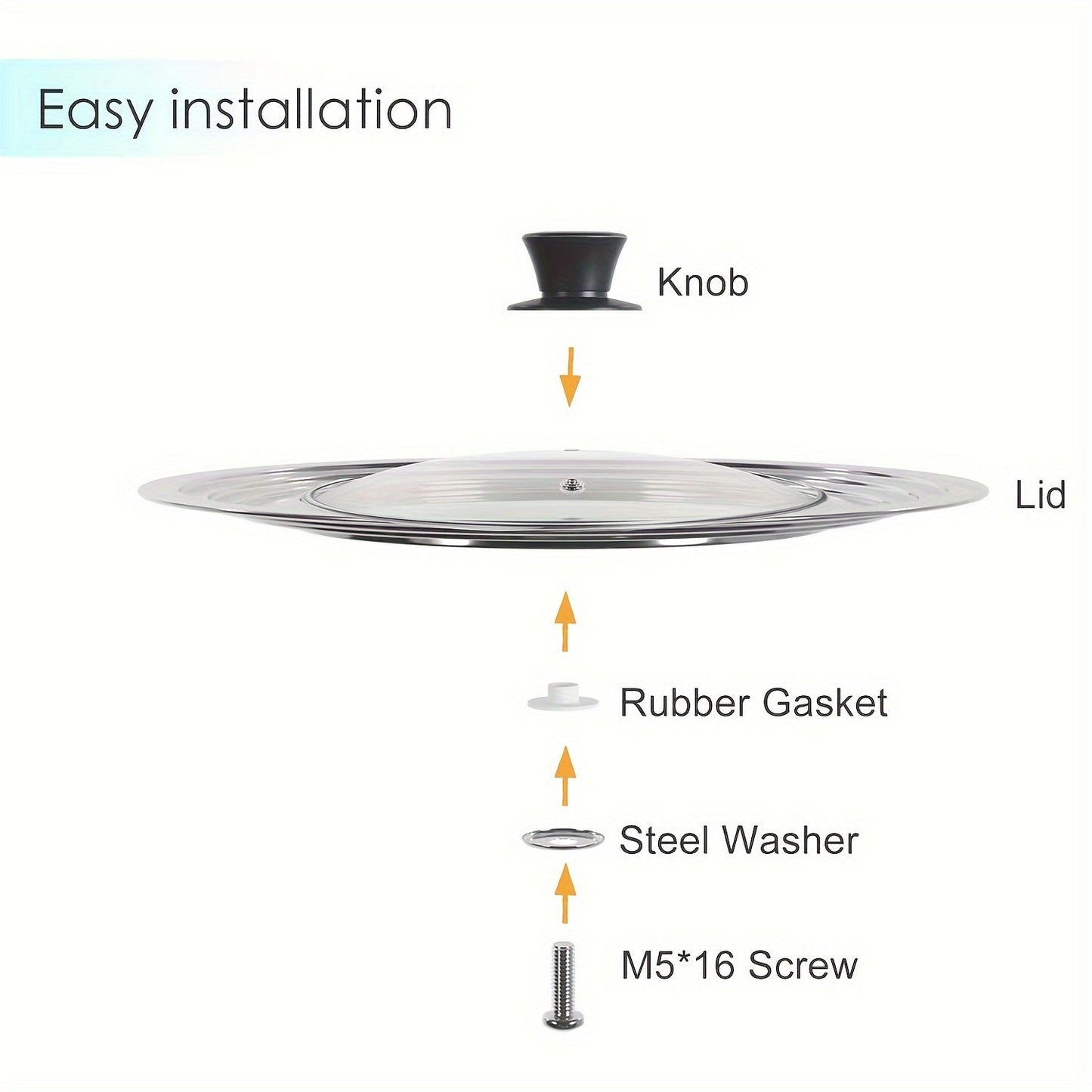 Universal Pot Lid - Fits Pots, Pans, and Skillets with Diameter from 21.59cm to 38.1cm. Made of Tempered Glass. Replacement Lid for Kitchen Supplies and Cookware Accessories. Available in 1 or 2 pieces.