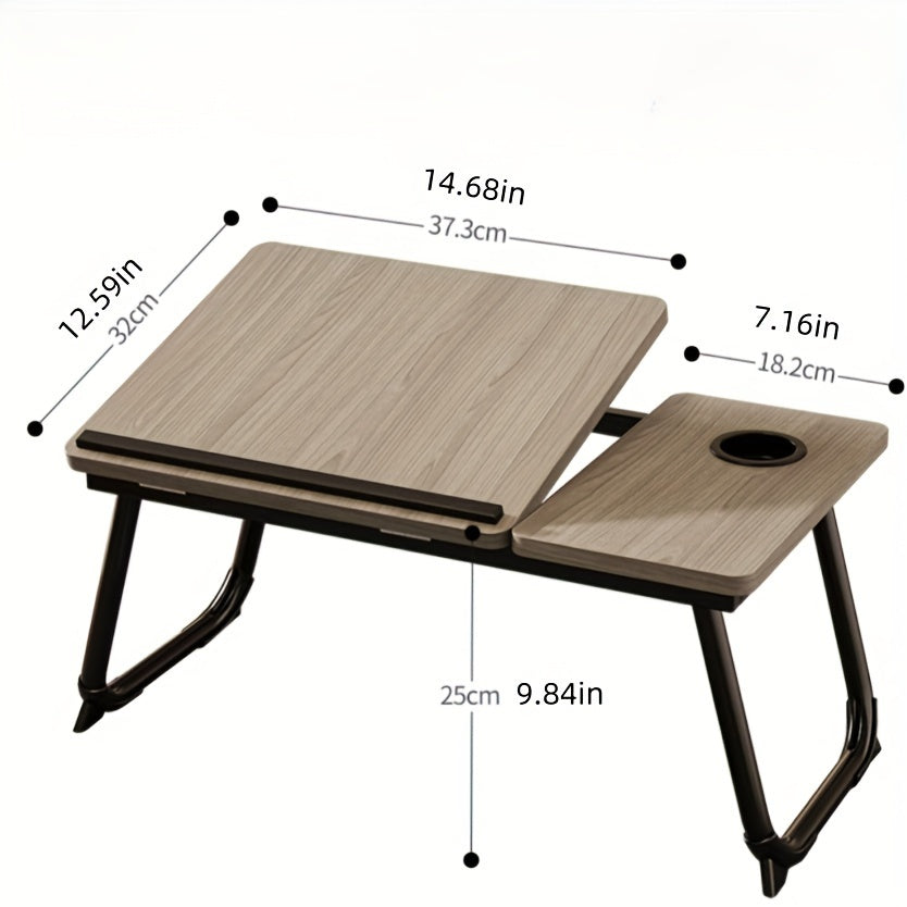 5-position lap desk with cup holder and anti-slip strip, multi-functional folding study desk, portable laptop table, bed workstation, home office desk.