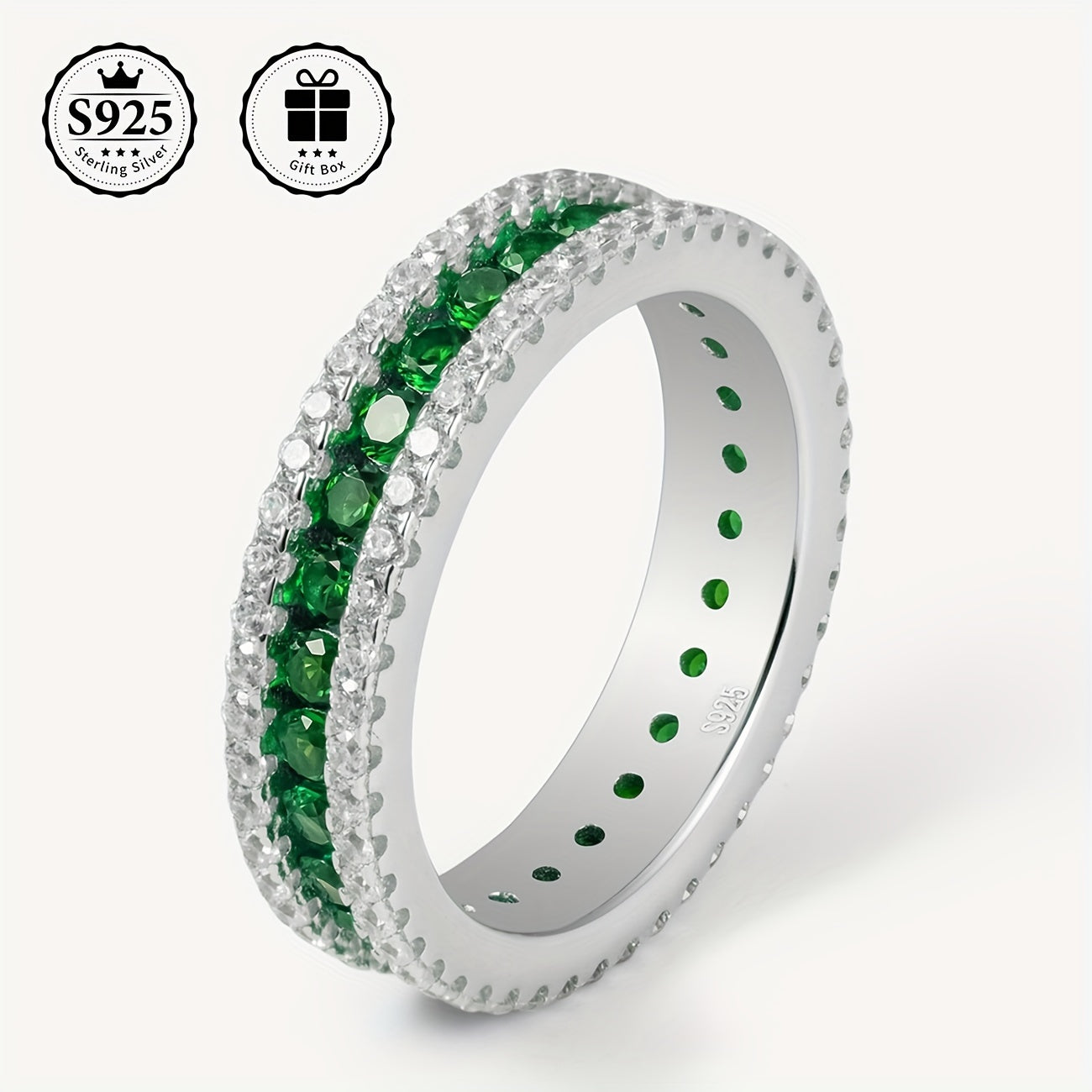 This stunning Full Eternity Ring features a luxurious design, crafted from elegant S925 Sterling Silver and adorned with AAAA Cubic Zirconia stones. The Unisex design is plated with 18K golden, making it the perfect accessory for Valentine's Day