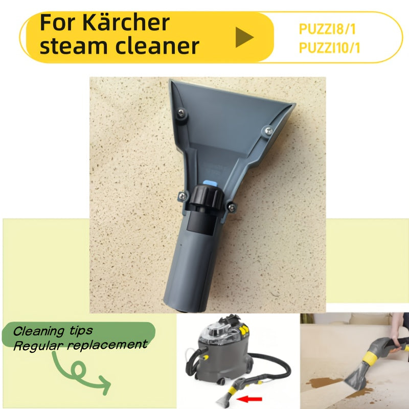 Able to be used with Karcher Indoor Decoration Nozzles on Puzzi 8/1, 10/1, and 10/2 steam cleaning machines. This replacement part is designed for Karcher PUZZI8/1 household carpet cleaners and PUZZI10/1 commercial spray extraction devices. Includes a