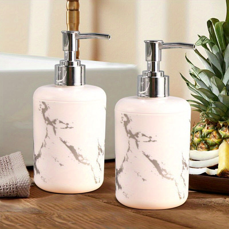 1/2 Marble Textured Soap Dispenser - Easy to Use, Slip-Resistant, and Reusable for Various Uses in Bathroom and Kitchen.