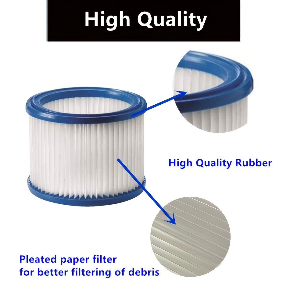 Replacement parts for the Festo SRM 45 LE-EC vacuum cleaner, including a high-quality rubber sealed 1-pack Festool compatible cartridge vacuum HEPA filter. The filter features pleated paper for enhanced filtration and a durable plastic frame.