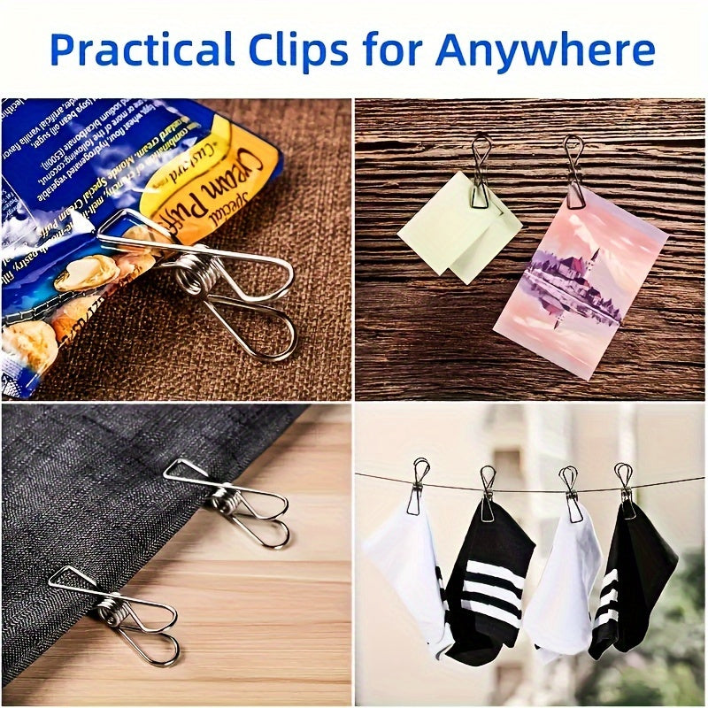 20-piece stainless steel clothes pegs for various purposes in the laundry, kitchen, office, and outdoor activities.