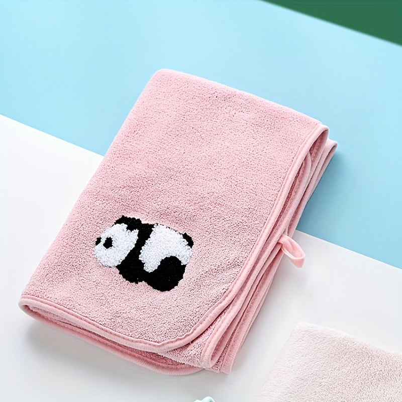 Soft and absorbent panda towel set with coral velvet material - ideal for adults for face and body washing and bathroom use.