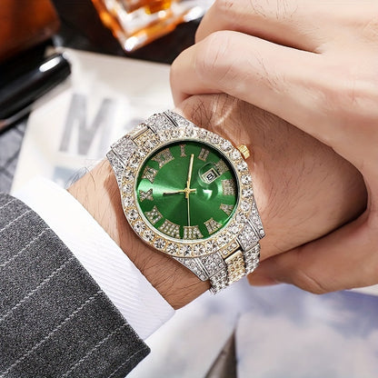 Men's Fashion Trend Rhinestone Calendar Watch