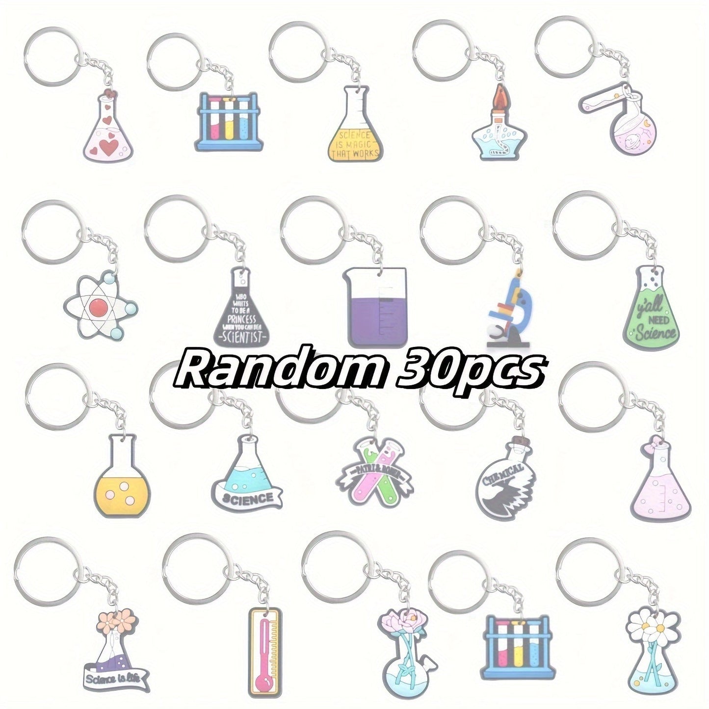 [Top Pick] Assortment of Keychains with Science-Themed Designs: Test Tubes, Flasks, Biology, Chemistry, and More – Perfect for Student Gifts and School Events!