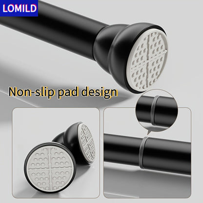 Upgrade your space with the LOMILD Stainless Steel Black Telescopic Rod. This versatile no-drill pole can be used for shower curtains, window drapes, and closet rails. The classic design features textured grip end caps for a stylish touch. Enjoy the