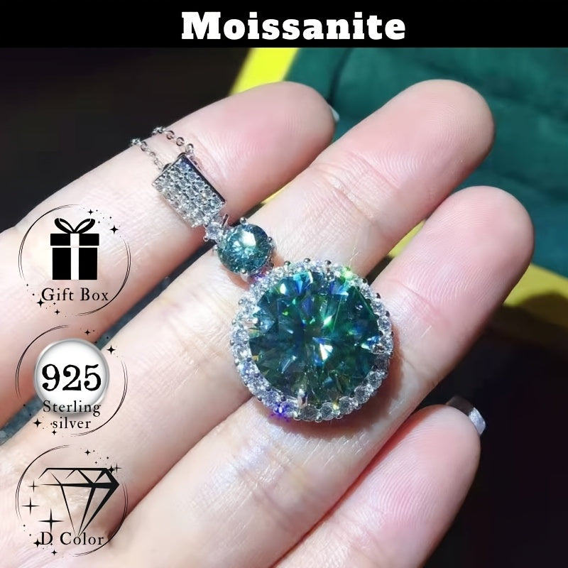 Ajoyib 6 karatli yashil Moissanite pandantli marjon - S925 sterling kumushdan tayyorlangan, uning uchun kutilmagan sovg'a qutisi dizaynida ideal tug'ilgan kun sovg'asi