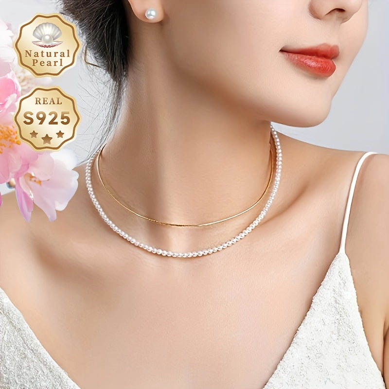 Introducing the MUFAN Vintage Luxury Freshwater Pearl Necklace, featuring natural 3-4mm round pearls and crafted in S925 silver. This elegant piece is the perfect June birthstone gift, presented in a gift box for timeless elegance on any occasion. With