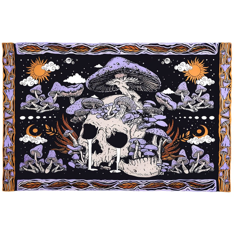 Non-Slip Door Mat with Skull & Mushroom Pattern - Easy to Clean in Washing Machine, Ideal for Adding Style to Living Room, Bedroom, Bathroom, and Entryway