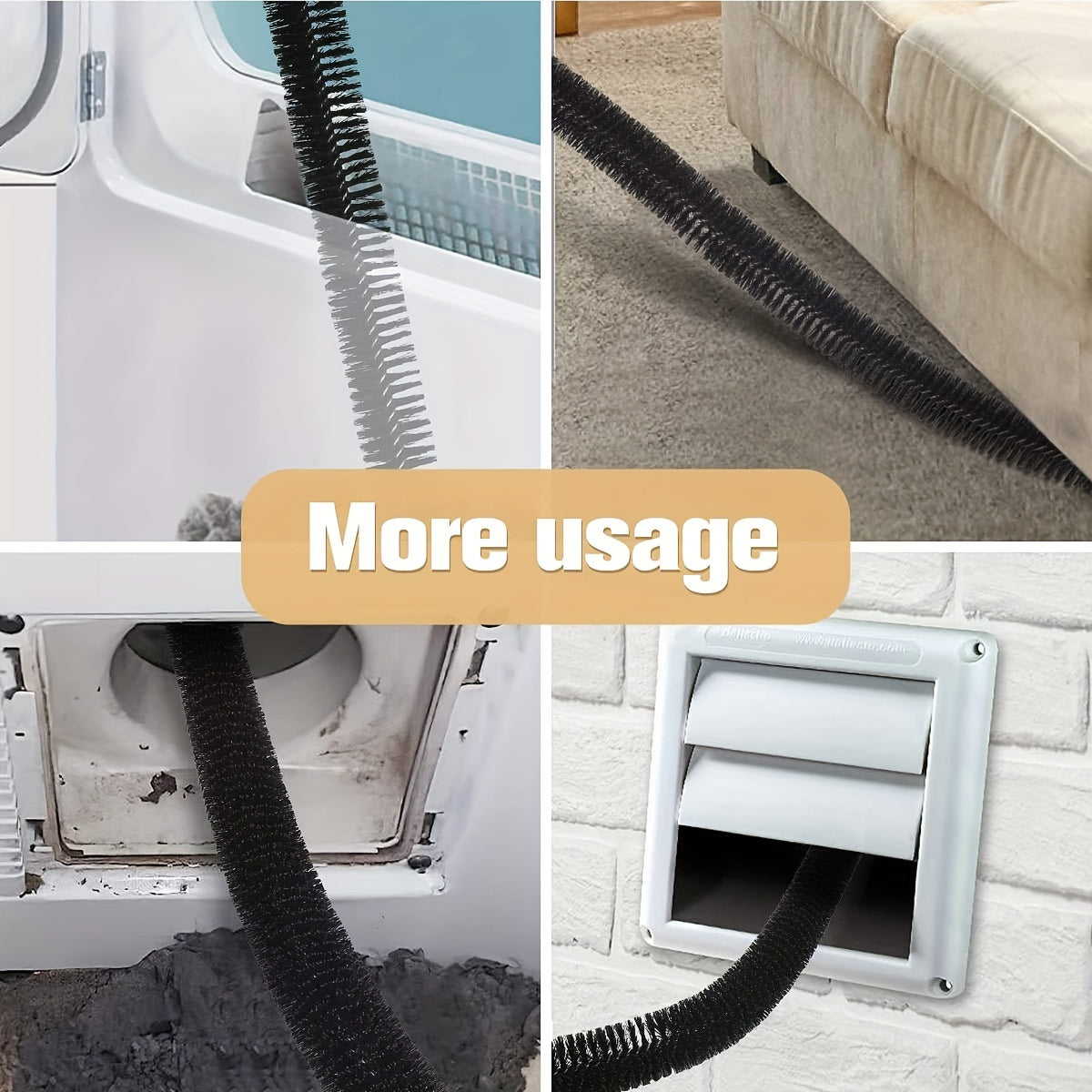 Gray Set of Dryer Vent Cleaner Kit with Vacuum Hose Attachment Compatible with Dyson V15 V12 V11 V10 V8 V7 Vacuum Cleaners. Includes Dryer Lint Brush, Lint Remover, Dryer Cleaner Vent Brush, Vent Trap Cleaner Brush, and Refrigerator Condenser Coil Brush.