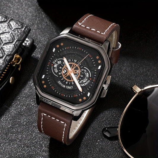 Set of five men's fashion business watches and bracelets.