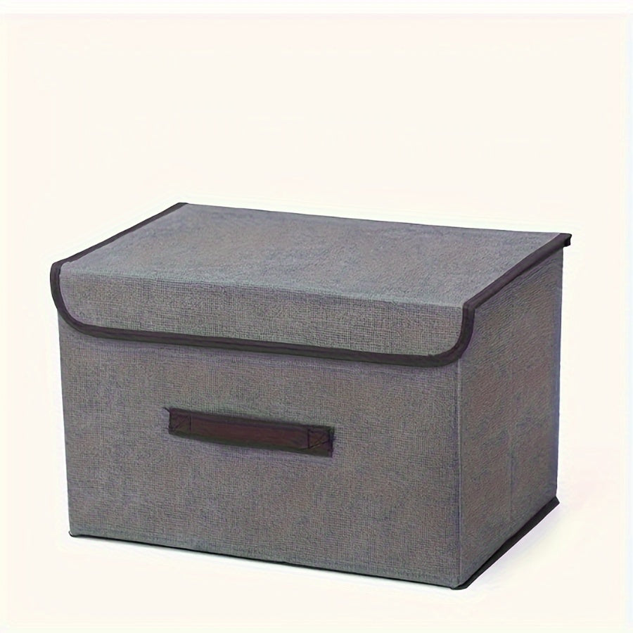 Foldable desktop storage box made from textile non-woven material, ideal for sorting clothes and household items. This two-piece storage box is perfect for keeping your items dust-proof and organized.