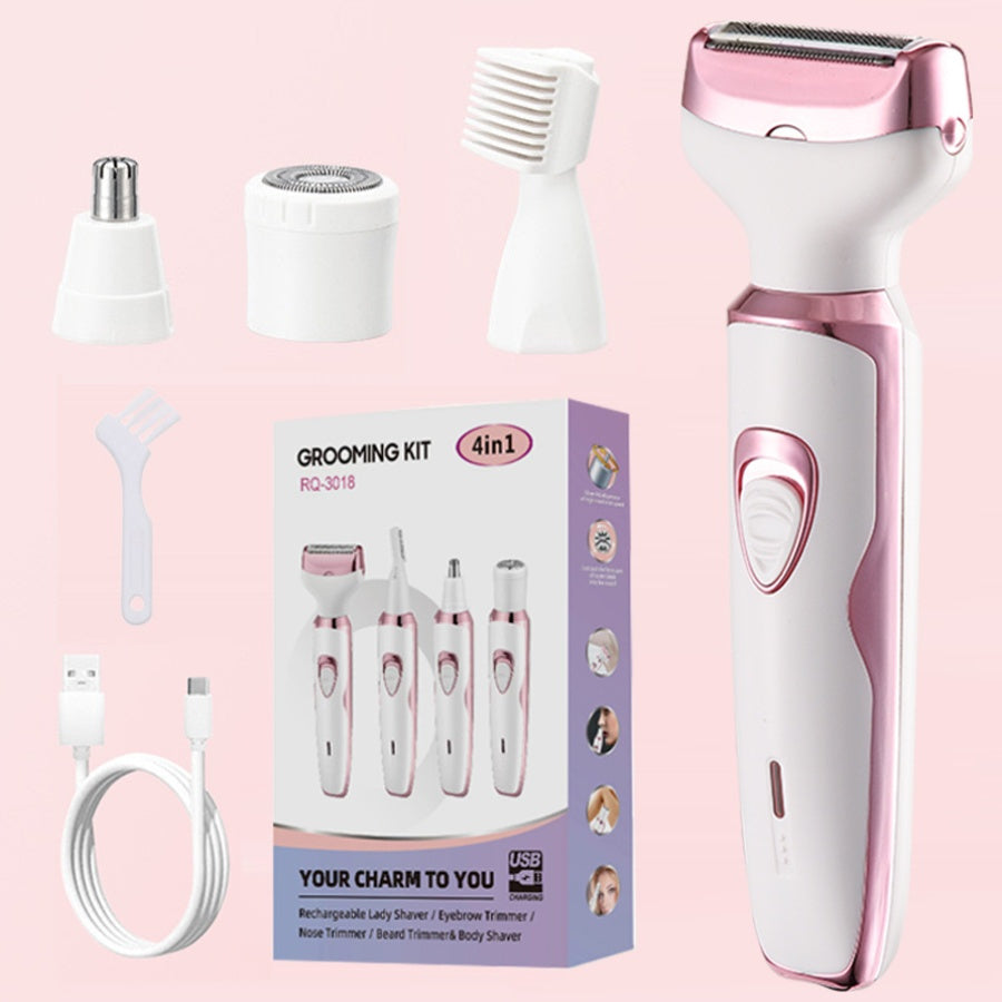 MIGUAN 4-in-1 Women's Electric Hair Remover with Stainless Steel Blade, USB Rechargeable, Ideal Easter Gift.