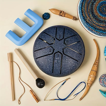 Mini steel tongue drum set with mallets, portable for meditation and yoga in multiple colors. (Carry bag not included)