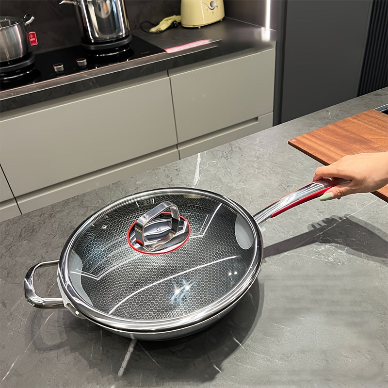 High-Quality Chef's Stainless Steel Frying Pan - Scratch-Resistant, Uncoated with Fast Heat Conduction, Durable and Easy to Clean. Perfect Kitchen Cookware Gift for Culinary Enthusiasts on Christmas and Thanksgiving