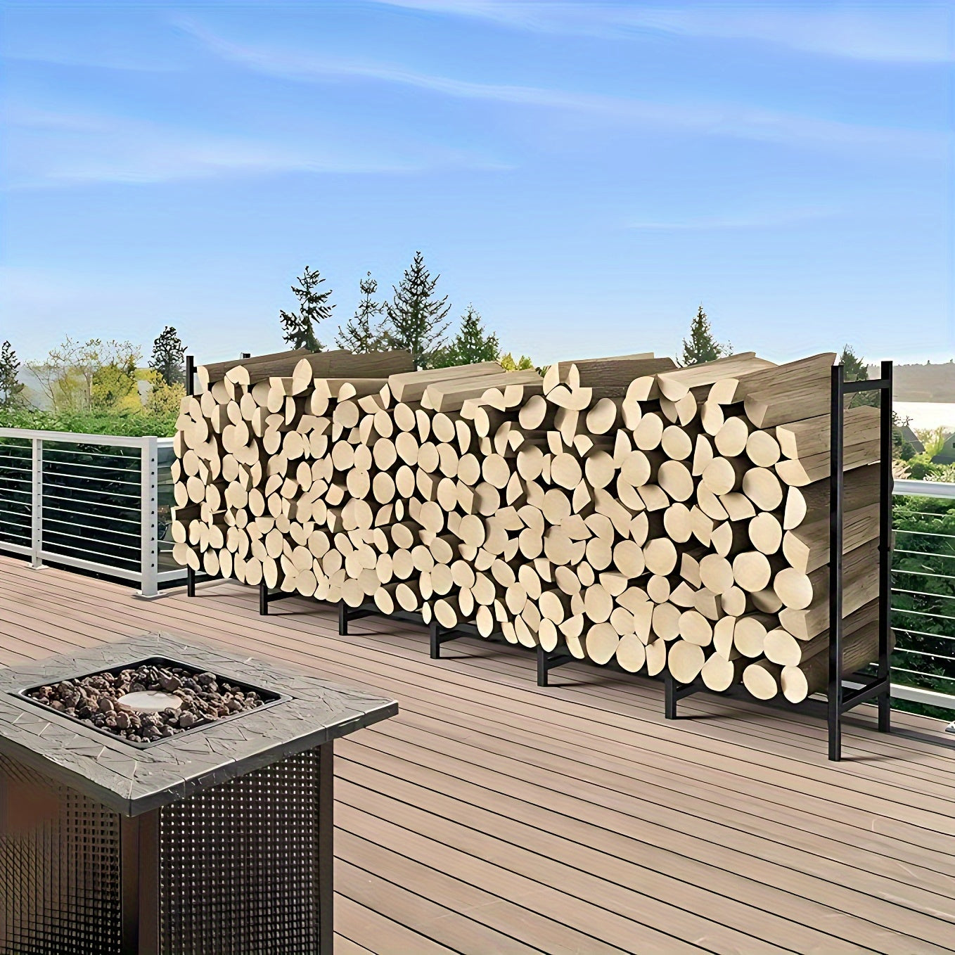 1 piece of an adjustable heavy-duty firewood rack designed for both indoor fireplace and outdoor wood storage, perfect for organizing your household gadgets.