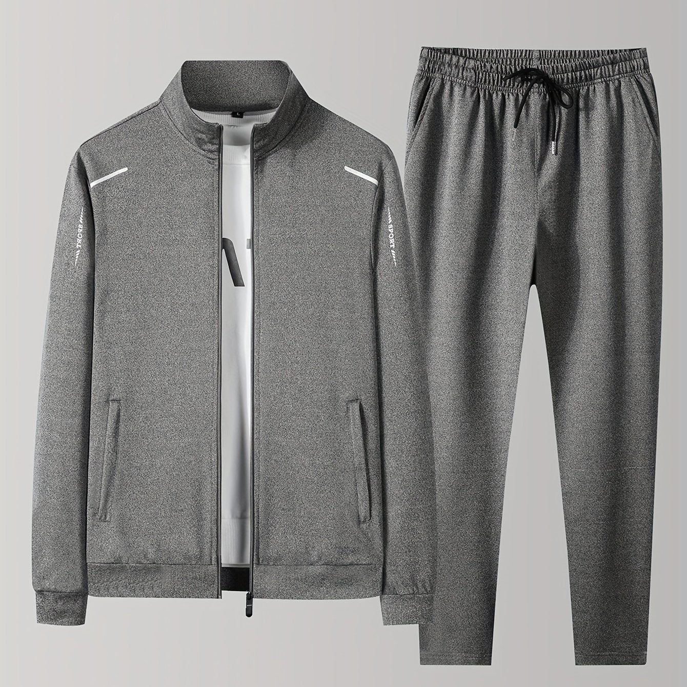 Men's Zip-up Jacket and Sweatpants Set for Spring and Autumn Sports