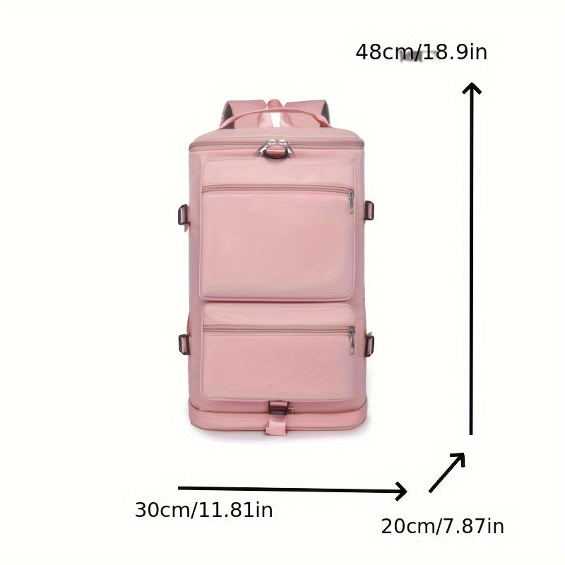 Travel backpack with removable shoulder straps - perfect for fitness, swimming, waterproof, durable, stylish in pink.