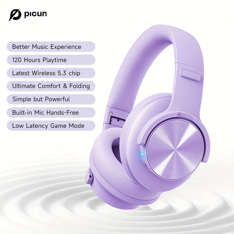 Picun B8 Wireless Headphones offer 120 hours of wireless playback, hands-free calling, and a foldable design. Optimized for use with mobile phones and PCs in travel, home, and office