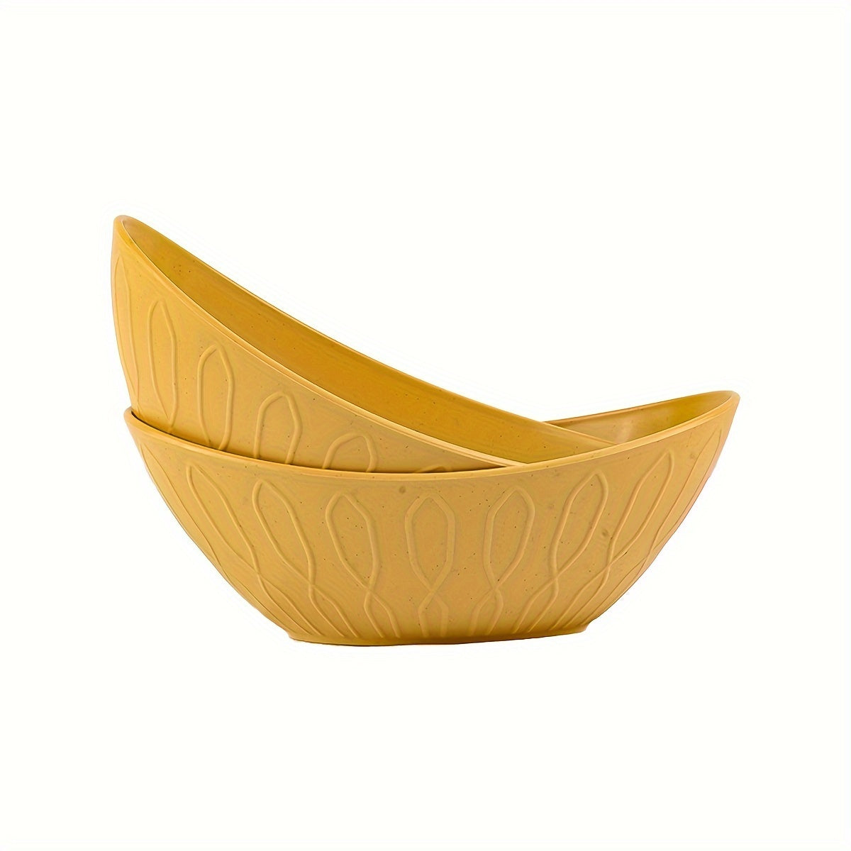 2 Unbreakable bowls shaped like yuanbao, ideal for oatmeal, salads, and pasta in the kitchen and dining area.