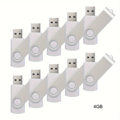 10 piece bulk pack of USB 2.0 Flash Drives in various storage capacities and colors with LED indicator for computers and laptops.