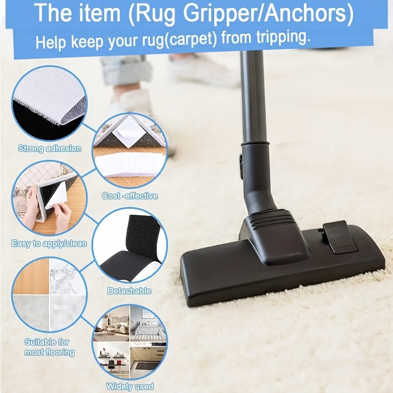 Non-slip Carpet Gripper for Hardwood Floors and Tiles, Washable and Reusable Stickers, Double-sided Tape for Area Rugs to Prevent Corners from Curling