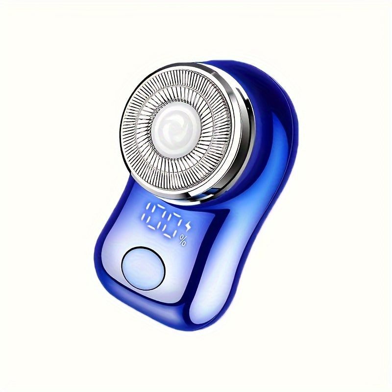 Compact USB rechargeable electric shaver with dual magnetic head for wet and dry shaving, ideal for home, office, and car use, essential for travel.