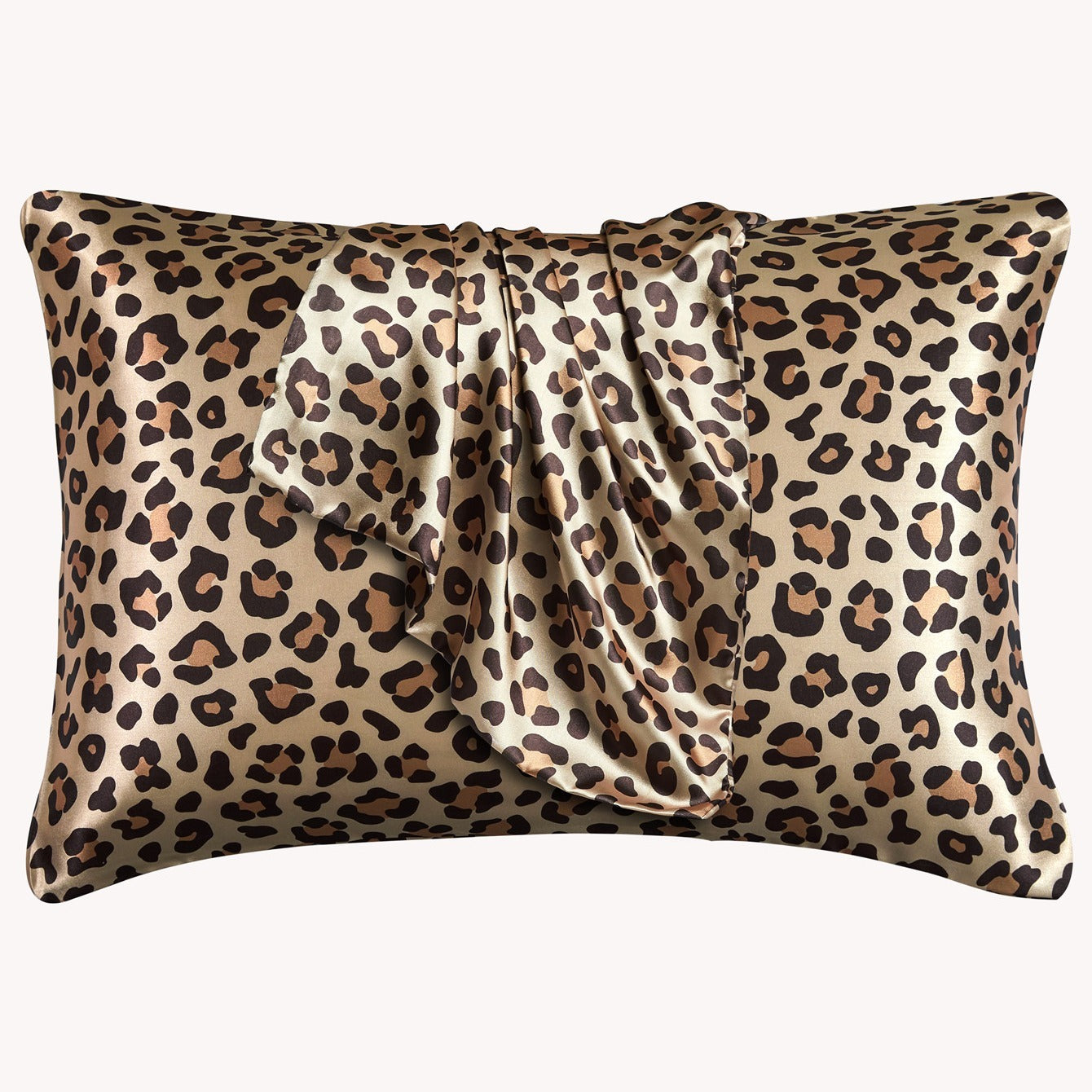 Two pieces of satin pillowcases with leopard print design