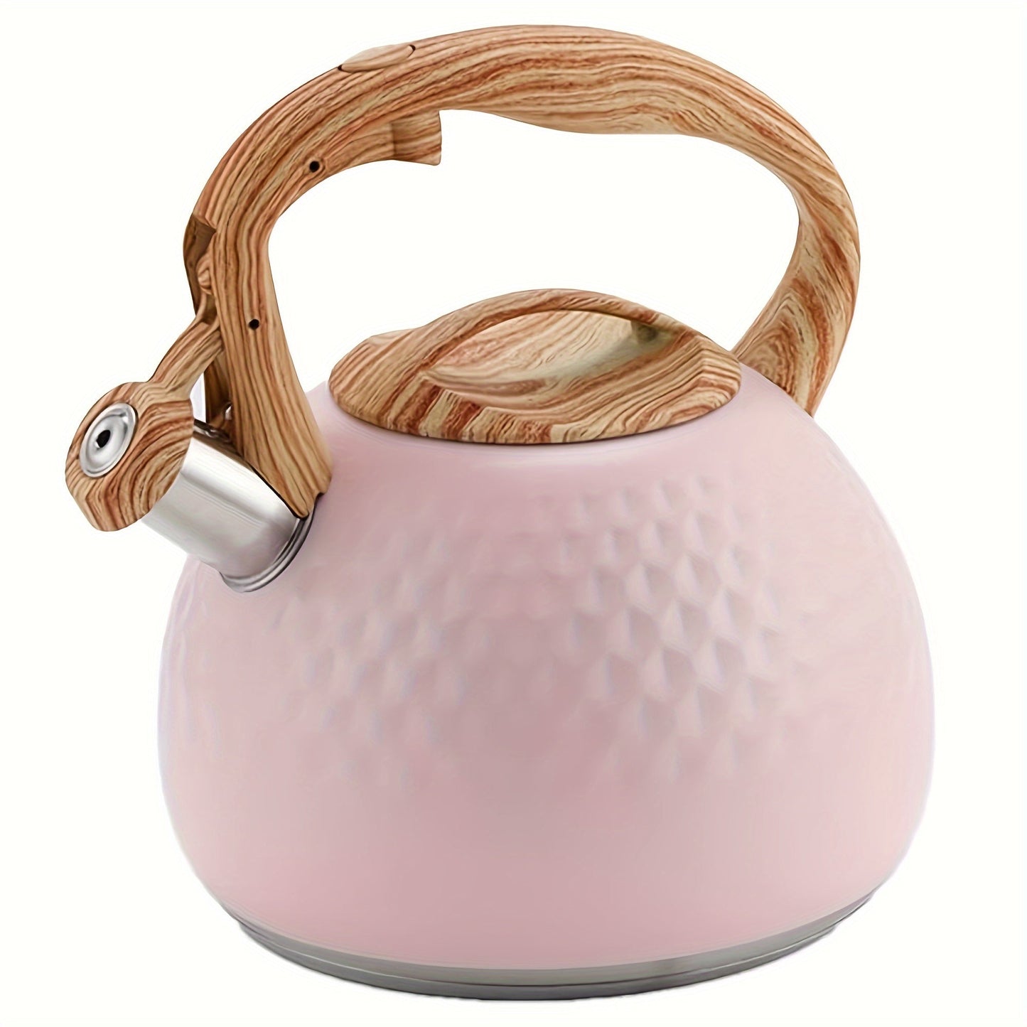 3-liter Large Capacity Whistling Tea Kettle - Durable Stainless Steel with Timely Whistling Function, Teapot with Wood Pattern Handle and Loud Whistle for Coffee, Milk, and More