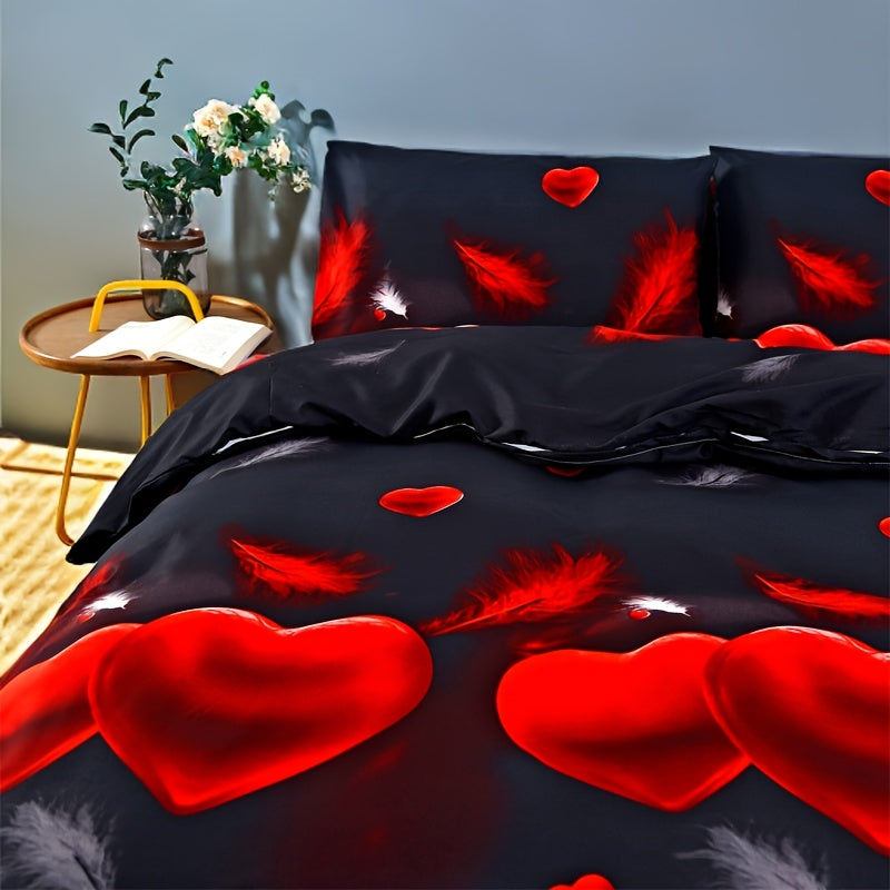 Floral comforter set includes 1 duvet cover and 2 pillowcases, made of breathable polyester with zipper closure and sanded craftsmanship. Machine washable.