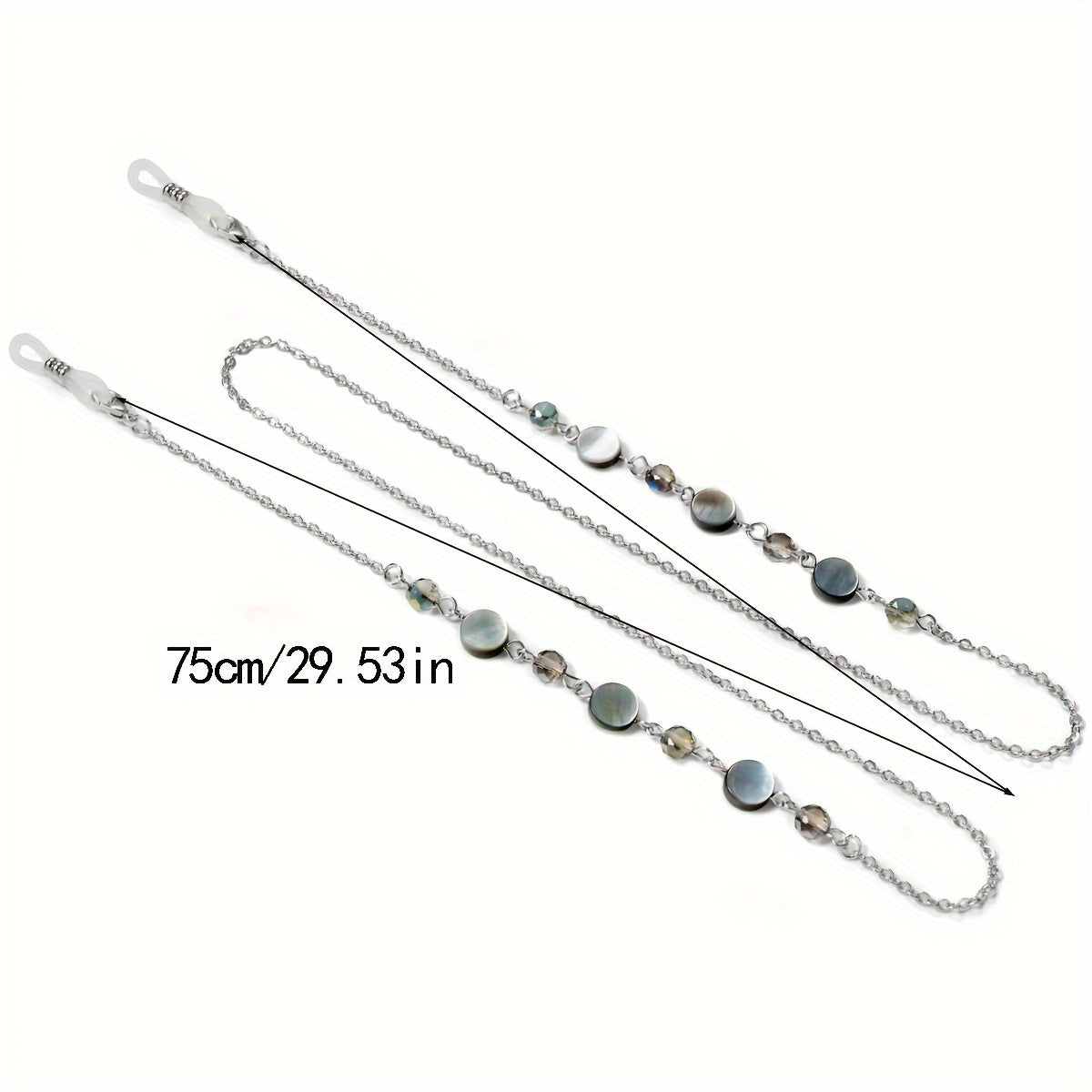 Stylish Crystal-Beaded Eyeglass Chain - Premium Stainless Steel Glasses and Reading Glasses Lanyard, Non-Slip Mask Holder, Trendy Face Cover Retainer for Men and Women