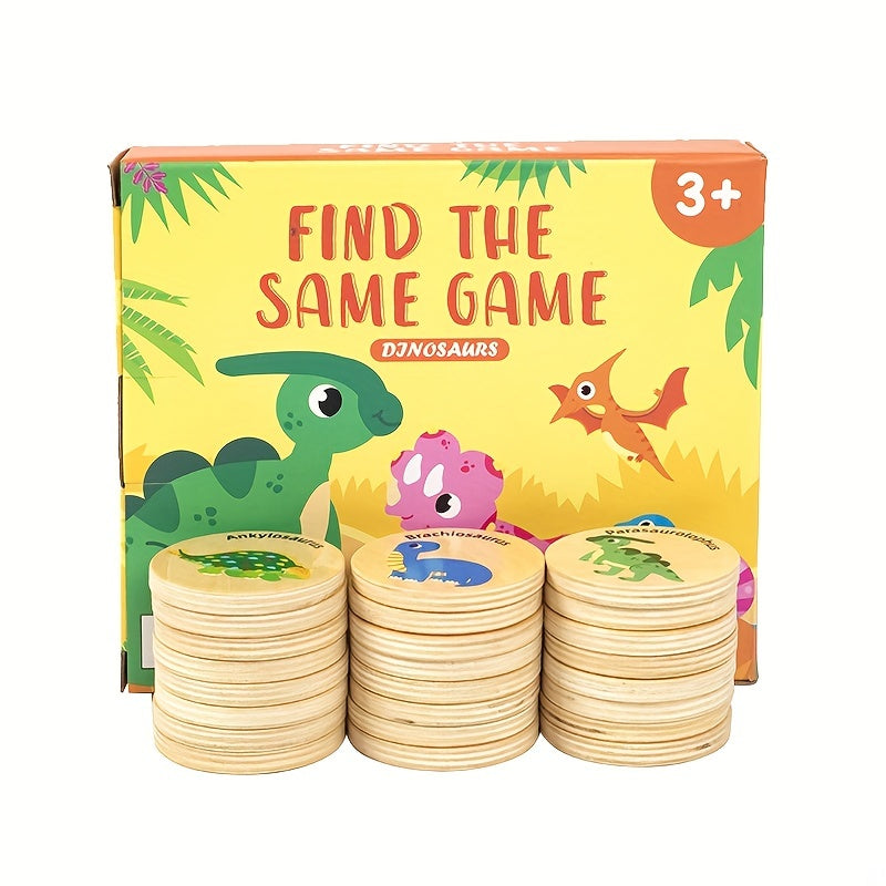 Wooden Dinosaur Matching Game Puzzle for Kids - Improve Cognitive Skills, Memory, and Concentration - Perfect for Halloween, Thanksgiving, and Christmas - Great Gift Idea for the Holidays