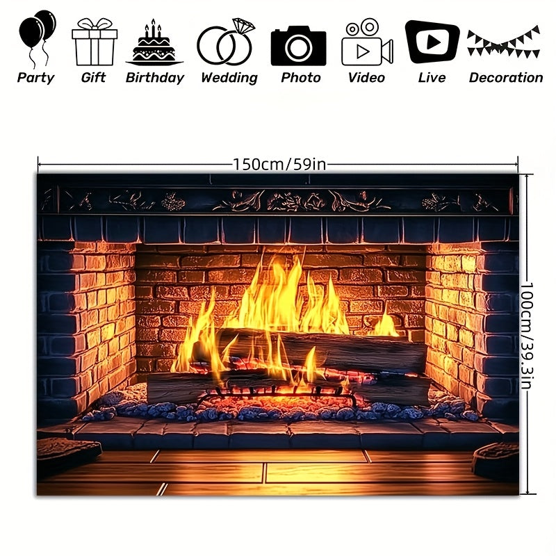 Get ready to cozy up with our 1-piece Giant 3D Fireplace Backdrop featuring a charming red brick design and realistic flames. Made from durable polyester, this backdrop requires no power to create a warm and inviting atmosphere. Available in three sizes