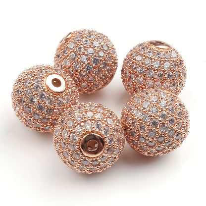 Set of 3 cubic zirconia ball charms in 6/8/10mm for bracelet making