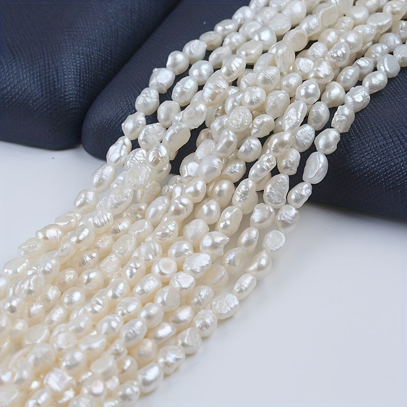 White Straight Hole Freshwater Pearl Loose Beads for DIY Jewelry Making, 1 Strand 36cm/14.17inch