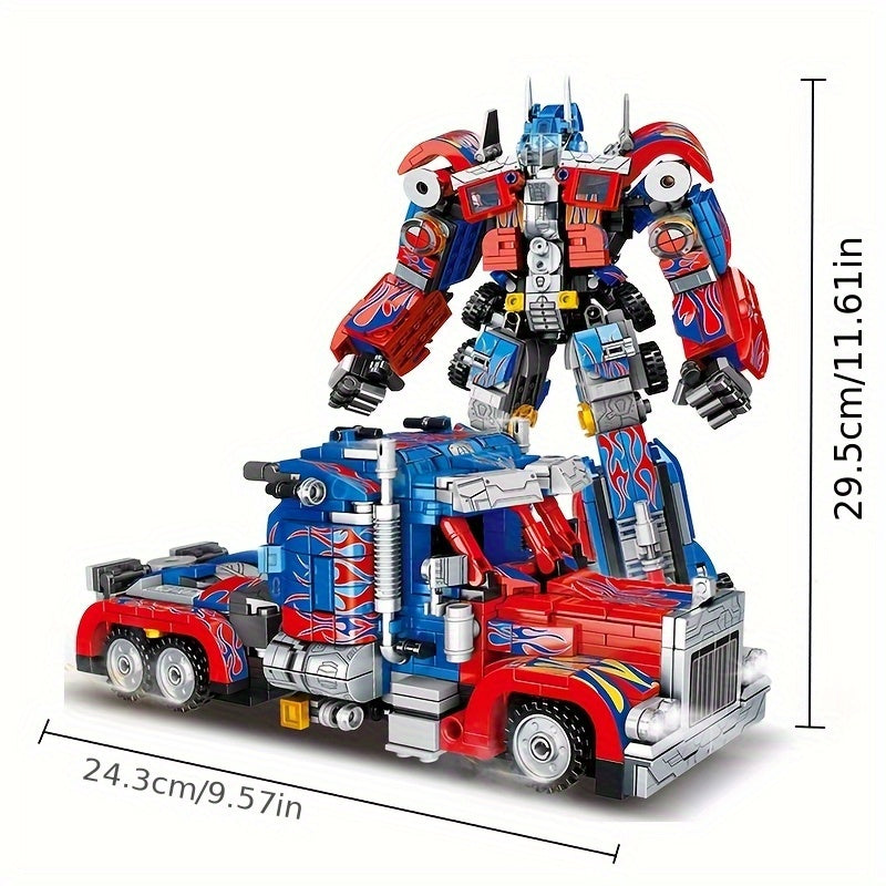 Transforming Robot and Car Building Blocks Set with 1000+ pieces, made of ABS plastic. Creative 2-in-1 model bricks for educational DIY home decor gift.