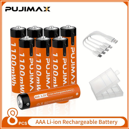 PUJIMAX 1.5V AA 3400Mwh and AAA 1100Mwh Lithium Batteries with Type-C Charging Port.