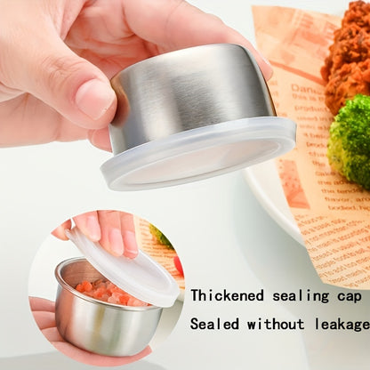 Set of 2/4/6 leakproof 1.6oz stainless steel salad dressing containers with clear lids, ideal for bento boxes and on-the-go meals.