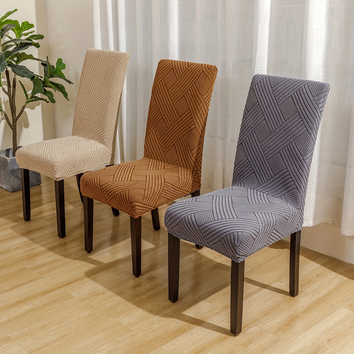 4/6 piece stretch chair slipcovers for dining chairs, protecting furniture in dining or living rooms for home decor.