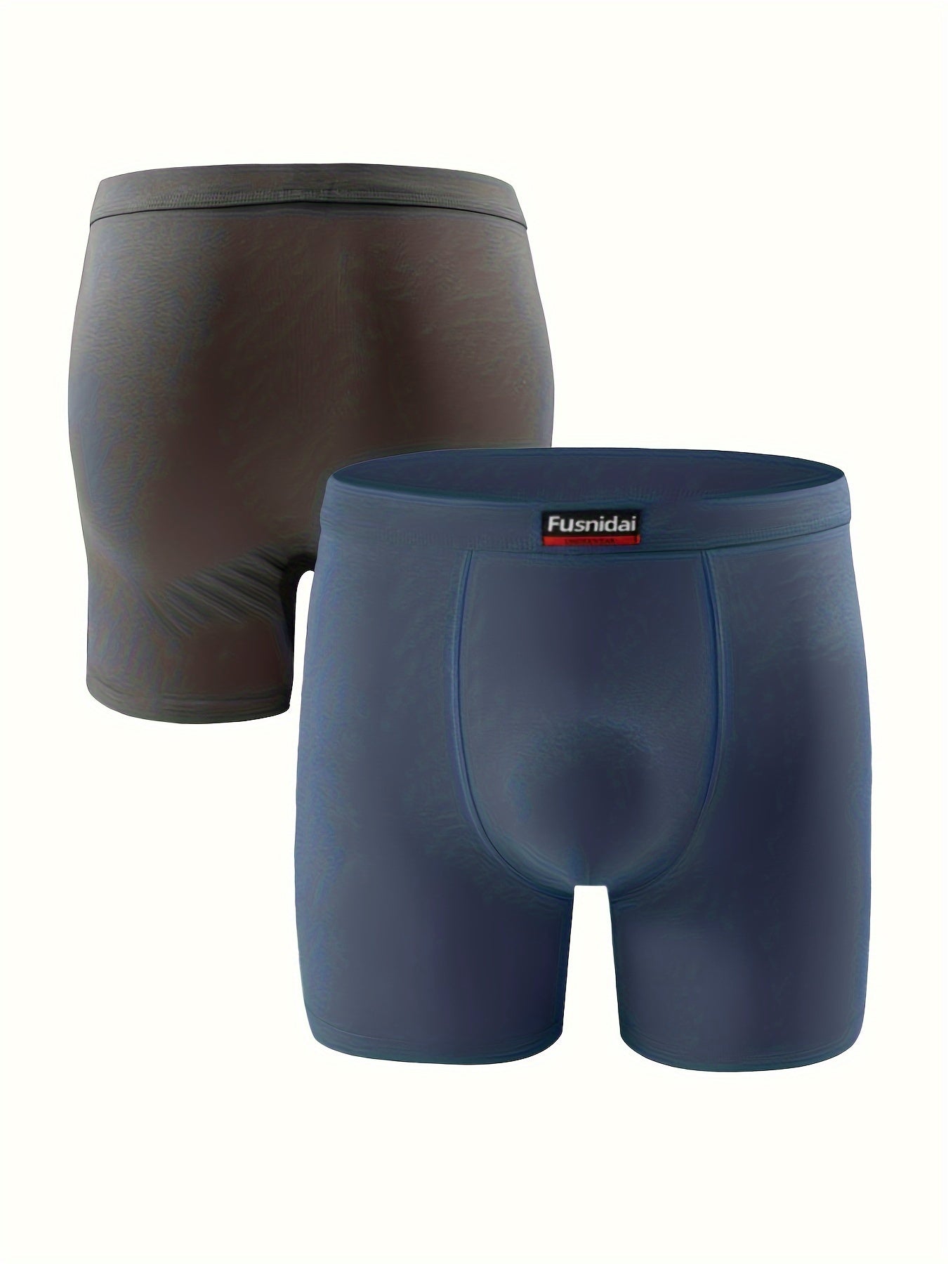 Fusnidai Men's Cotton Boxer Briefs - High Waist, Extended Length, Breathable, Sweat Absorbent, Plus Size Available