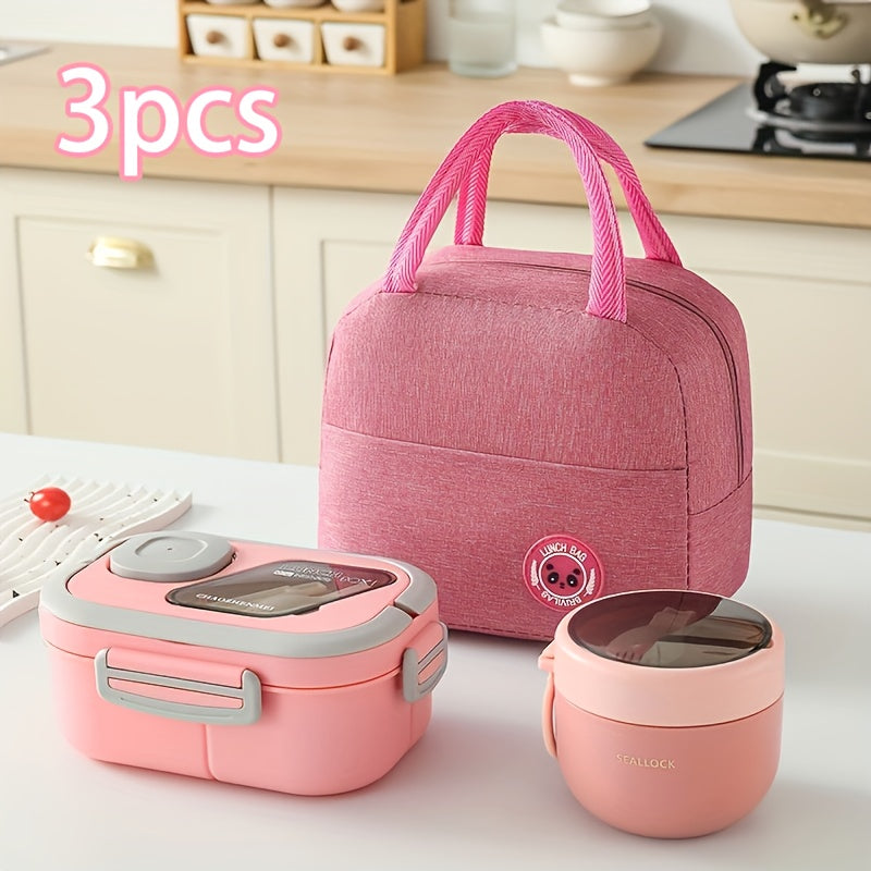 3pcs Heart Leaf Reusable Lunch Box Set with Insulated Carry Bag, Perfect for Office, Outdoor, School, Picnic, Back to School, Christmas & Halloween Themes